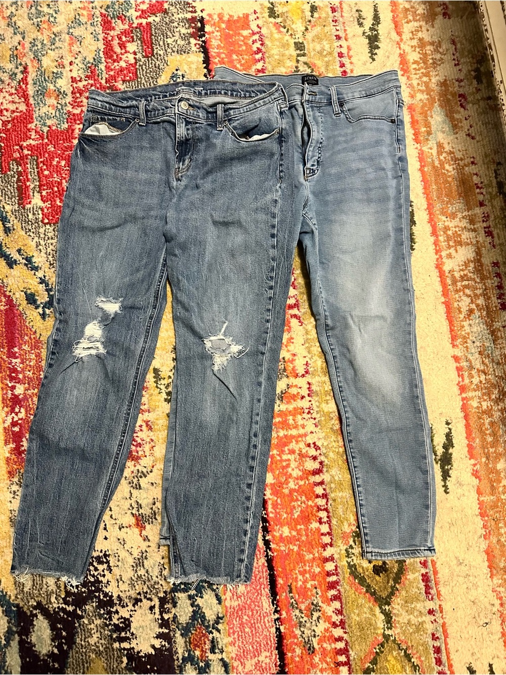 💰2 Pair Women’s Jeans Bundle J.Crew + Old Navy Size 30/10 Distressed Denim